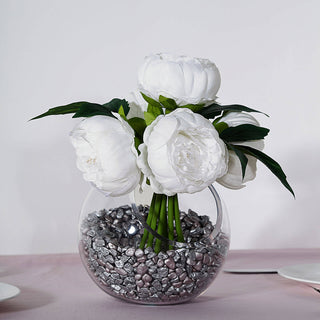 Elegant and Timeless: 5 Flower Head White Peony Bouquet