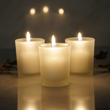 12 Pack 2.5" Frosted Glass Votive Candle Holder Set Tealight Holders