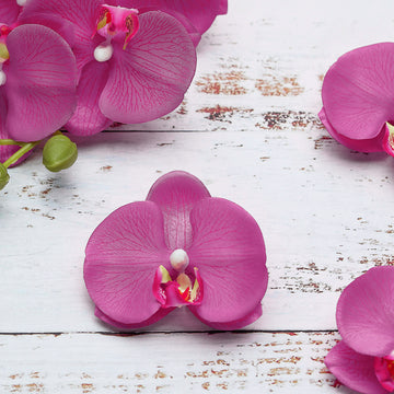 20 Flower Heads 4" Fuchsia Artificial Silk Orchids DIY Crafts