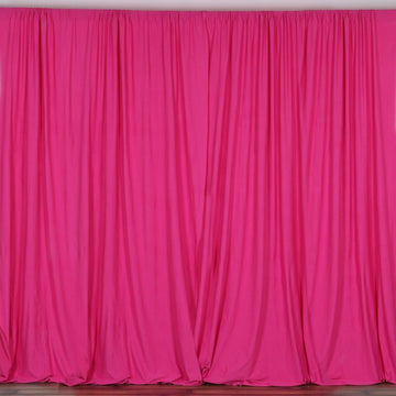 2 Pack Fuchsia Scuba Polyester Event Curtain Drapes, Inherently Flame Resistant Backdrop Event Panels Wrinkle Free with Rod Pockets - 10ftx10ft