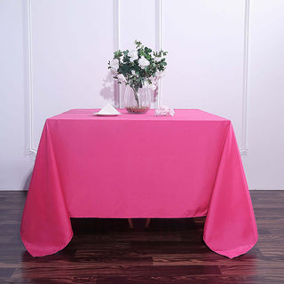 Elevate Your Event Decor with the Fuchsia Square Polyester Tablecloth Elevate Your Event Decor with the Fuchsia Square Polyester Tablecloth