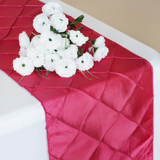 Add a Pop of Color to Your Event with the Fuchsia Taffeta Pintuck Table Runner