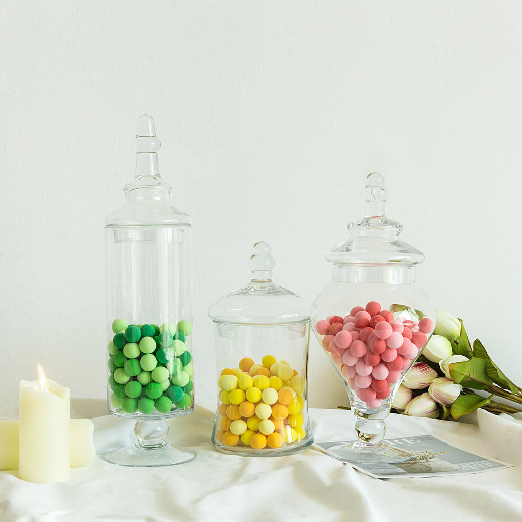 Set Of 3 Apothecary Glass Candy Jars With Lids - 9/13/14