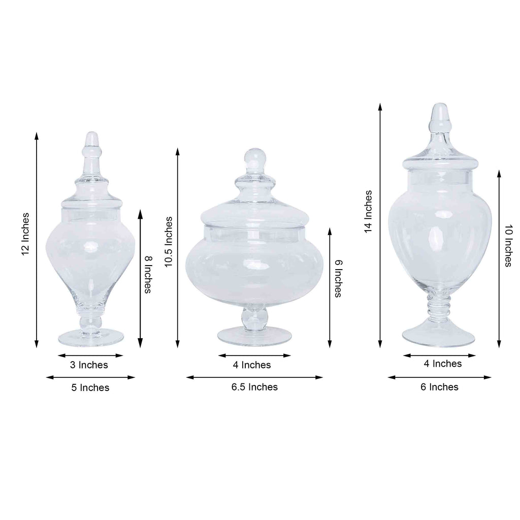 Set of 2 | Clear Glass Apothecary Buffet Party Favor Candy Jars With Snap  On Lids - 10/12