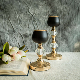Elegant Gold/Black Metal Crystal Lamp Tealight Votive Candle Holder Elegant Gold/Black Metal Crystal Lamp Tealight Votive Candle Holder