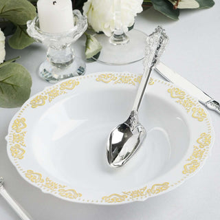 Elegant Gold Embossed White Soup Bowls for Stylish Events Elegant Gold Embossed White Soup Bowls for Stylish Events