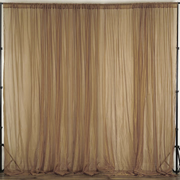 2 Pack Gold Sheer Chiffon Event Curtain Drapes, Inherently Flame Resistant Premium Organza Backdrop Event Panels With Rod Pockets - 10ftx10ft