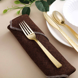 Gold Hammered Style 7" Heavy Duty Plastic Forks