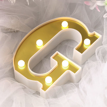 6" Gold 3D Marquee Letters - Warm White 6 LED Light Up Letters - G