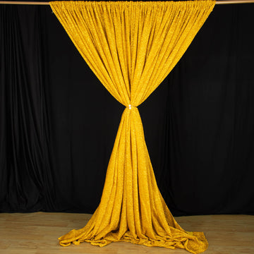 20ftx10ft Gold Metallic Shimmer Tinsel Event Curtain Drapes, Backdrop Event Panel