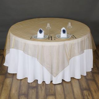 Add Elegance to Your Event with the Gold Organza Table Overlay