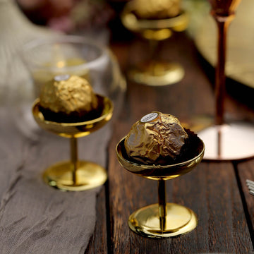 12 Pack 2" Gold Plastic Mini Champagne Glass Dessert Cups, Candy Dishes Party Favor Gifts