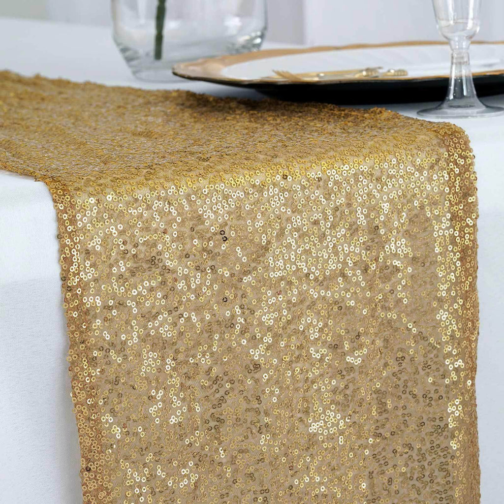 12x108 Gold Sequin Table Runners 7240