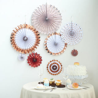 Add Elegance with Gold Hanging Paper Fan Decorations