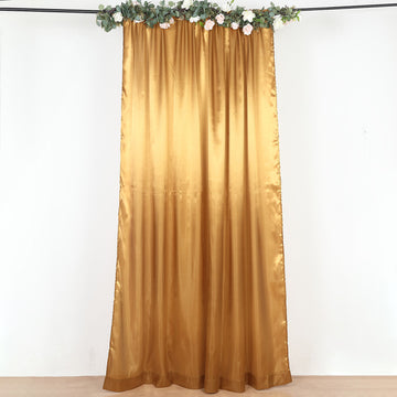 8ftx10ft Gold Satin Event Curtain Drapes, Backdrop Event Panel