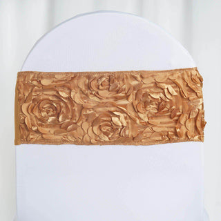 Add Elegance to Your Event with Gold Satin Rosette Chair Sashes Add Elegance to Your Event with Gold Satin Rosette Chair Sashes