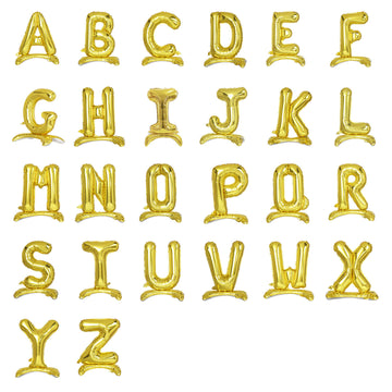 27" Gold Self Standing Helium Air Mylar Foil Letter and Number Balloons