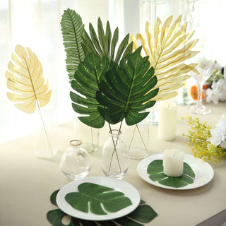 Add Life to Your Décor with Green and Gold Silk Tropical Monstera Palm Leaves Add Life to Your Décor with Green and Gold Silk Tropical Monstera Palm Leaves