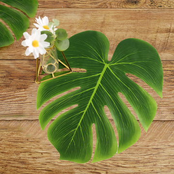 12 Leaves Green Artificial Decorative Tropical Monstera Palm Leaves