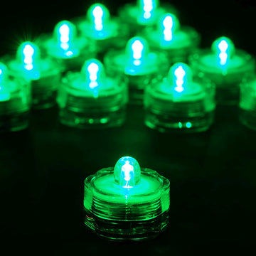 12 Pack Green Flower Shaped Waterproof LED Lights, Battery Operated Submersible