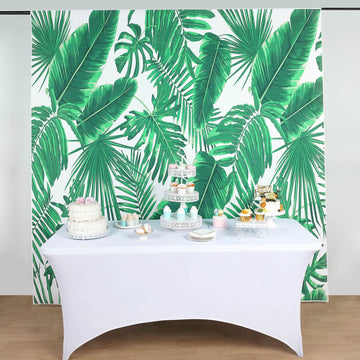 8ftx8ft Green White Tropical Palm Leaf Print Vinyl Photo Backdrop