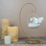 2 Pack | 10Inch Tall Gold Metal Air Plant Terrarium Stand, Hanging Ornament Display Holder