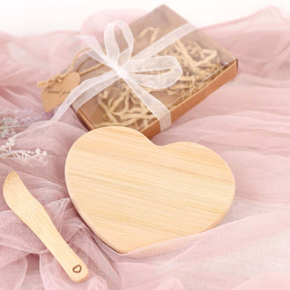 Heart Shaped Bamboo Brie Cheese Board and Knife Set - Perfect for Wedding Decor Heart Shaped Bamboo Brie Cheese Board and Knife Set - Perfect for Wedding Decor