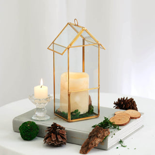 Elegant Gold Metal Geometric Glass Terrarium for Event Décor Elegant Gold Metal Geometric Glass Terrarium for Event Décor