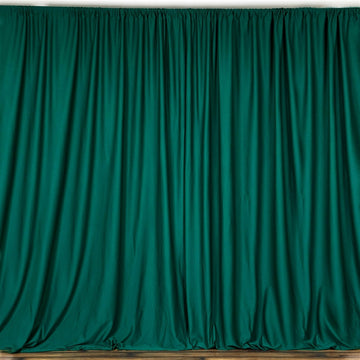 2 Pack Hunter Emerald Green Scuba Polyester Event Curtain Drapes, Inherently Flame Resistant Backdrop Event Panels Wrinkle Free with Rod Pockets - 10ftx10ft