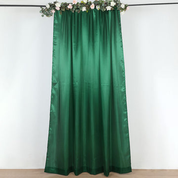 8ftx10ft Hunter Emerald Green Satin Event Curtain Drapes, Backdrop Event Panel