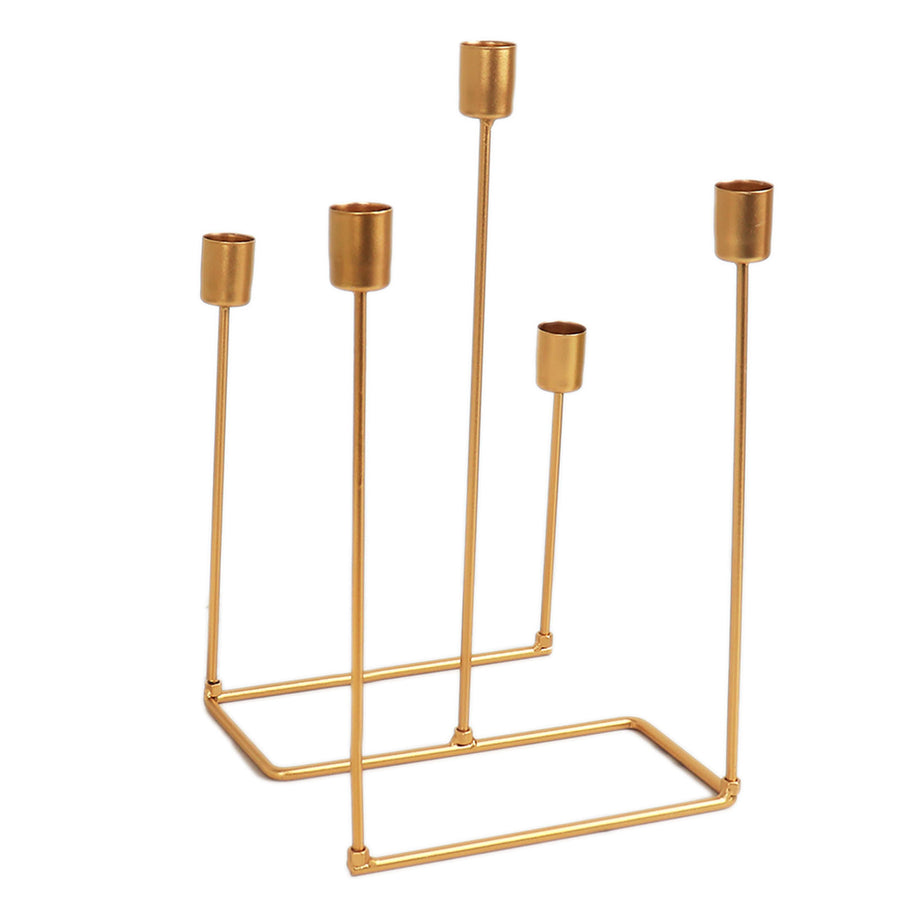 12inch Gold Metal 5-Arm Geometric Taper Candle Holder Candelabra, Wedding Table Centerpiece#whtbkgd