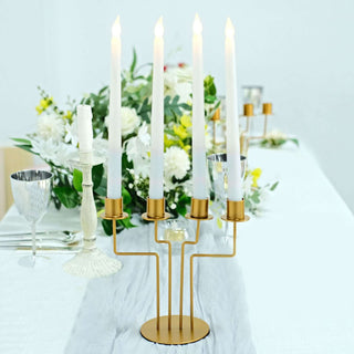 Add Elegance to Your Décor with the 2 Pack Gold Metal Geometric Taper Candle Candelabra Add Elegance to Your Décor with the 2 Pack Gold Metal Geometric Taper Candle Candelabra
