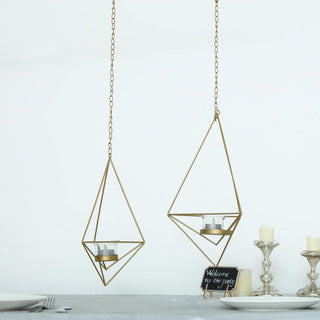 Elevate Your Event Decor with Gold Geometric Hanging Tealight Candle Holders