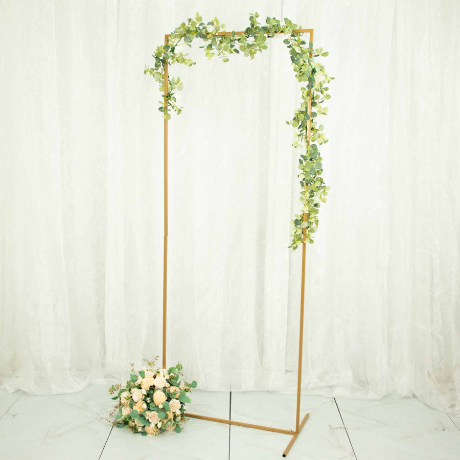 6.5ft Gold Metal Frame Wedding Arch, Rectangular Backdrop Stand, Floral Display Frame