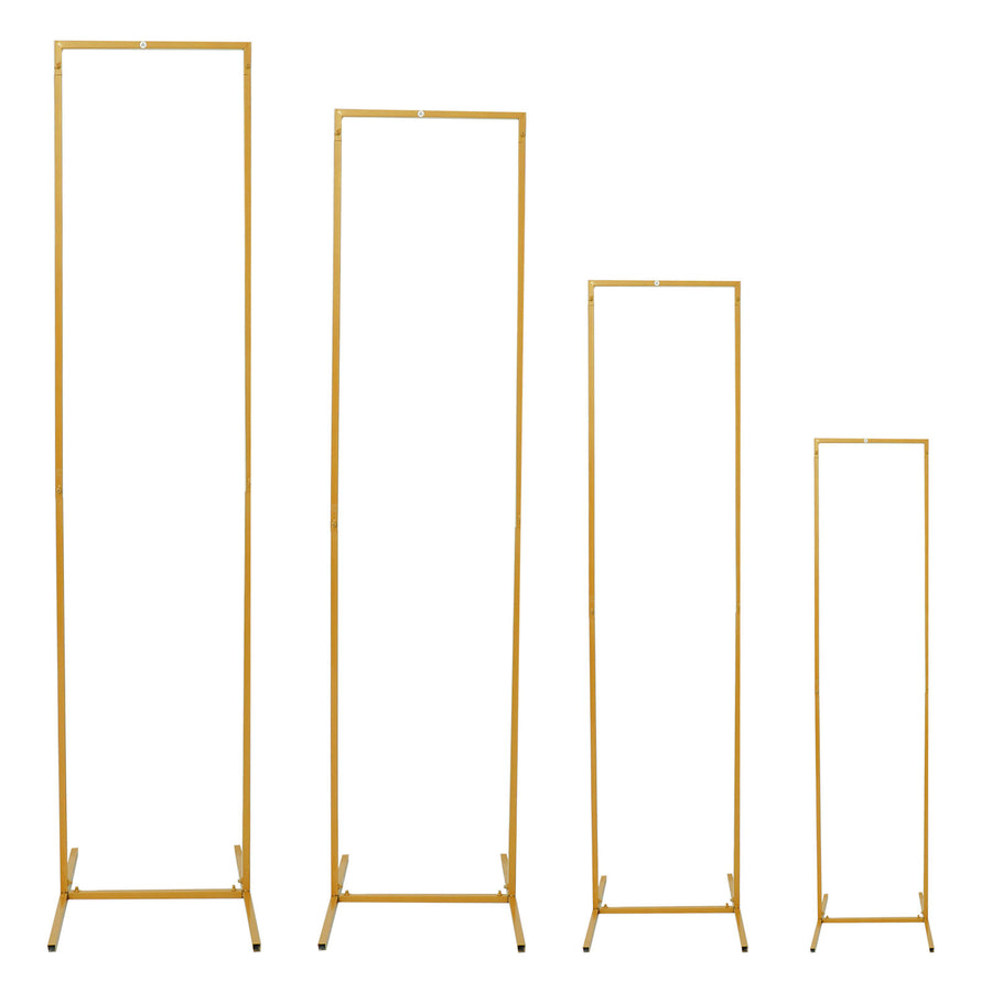 Set of 4 | Slim Gold Metal Frame Wedding Arch, Rectangular Backdrop Stand, Display Frame#whtbkgd