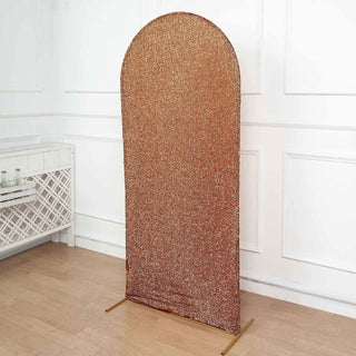 6ft Antique Gold Shimmer Tinsel Spandex Chiara Backdrop Stand Cover For Fitted Round Top Wedding Arch 6ft Antique Gold Shimmer Tinsel Spandex Chiara Backdrop Stand Cover For Fitted Round Top Wedding Arch