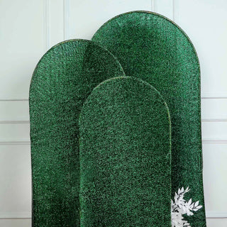 Elevate Your Wedding Arch with the Hunter Emerald Green Shimmer Tinsel Spandex Chiara Backdrop Stand Cover Elevate Your Wedding Arch with the Hunter Emerald Green Shimmer Tinsel Spandex Chiara Backdrop Stand Cover