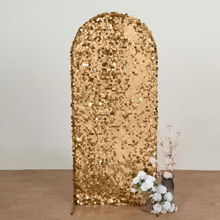Sparkly Gold Double Sided Big Payette Sequin Chiara Backdrop Stand Cover