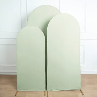 Elevate Your Event Decor with the Matte Sage Green Spandex Fitted Chiara Backdrop Stand Cover