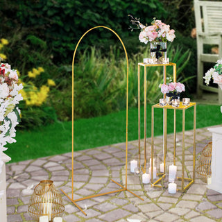 Create Memorable Moments with the 5ft Gold Metal Wedding Arch Chiara Backdrop Stand