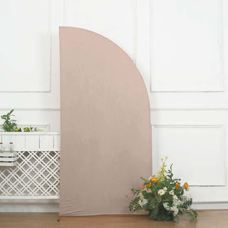 Elegant 7ft Matte Nude Spandex Backdrop for a Stunning Wedding Arch Elegant 7ft Matte Nude Spandex Backdrop for a Stunning Wedding Arch