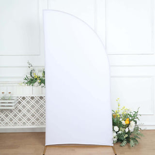 Elegant Matte White Spandex Half Moon Chiara Backdrop Stand Cover Elegant Matte White Spandex Half Moon Chiara Backdrop Stand Cover