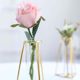 Charming Gold Metal Frame Test Tube Bud Vases Charming Gold Metal Frame Test Tube Bud Vases