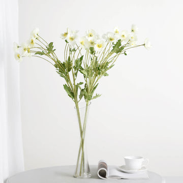 2 Stems 33" Ivory Artificial Silk Poppy Flower Bouquet Bushes