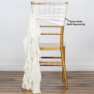 Elevate Your Event Decor with Ivory Chiffon Curly Chair Sashes