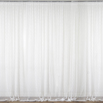 2 Pack Ivory Fire Retardant Event Curtain Drapes in Sheer Floral Lace, 5ftx10ft Divider Backdrop Event Panels with Rod Pockets