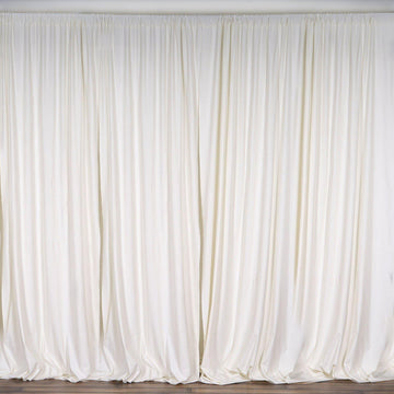2 Pack Ivory Scuba Polyester Event Curtain Drapes, Inherently Flame Resistant Backdrop Event Panels Wrinkle Free with Rod Pockets - 10ftx10ft