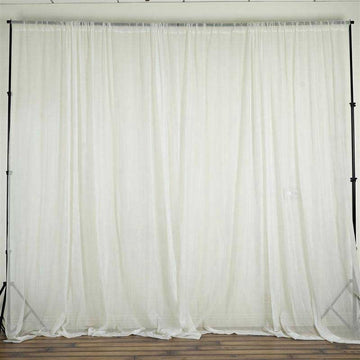 2 Pack Ivory Inherently Flame Resistant Sheer Curtain Panels, Premium Chiffon Backdrops With Rod Pockets - 10ftx10ft