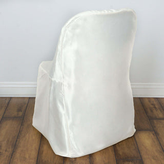 Ivory Glossy Satin Folding Chair Covers Ivory Glossy Satin Folding Chair Covers