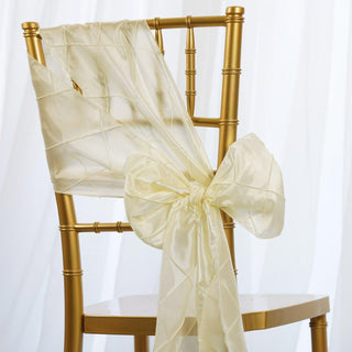 Elegant Ivory Pintuck Chair Sashes for Stunning Event Decor